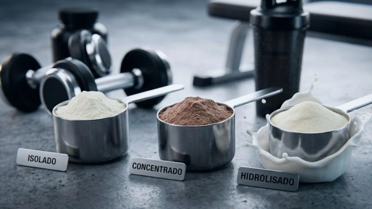 Três tipos de whey protein.